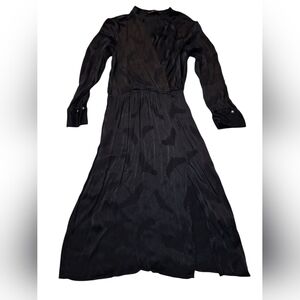 ZARA Collection Women's Black Surplice Long Sleeve Midi Dress Size Medium